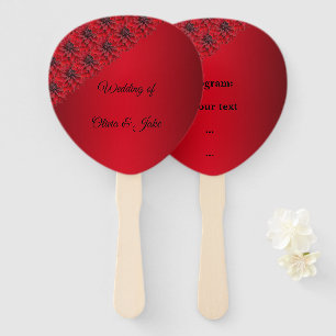 Blood red dahlias in gothic style hand fan