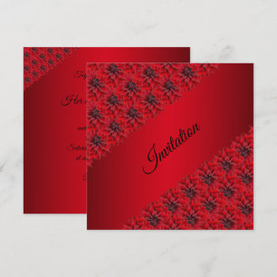 Blood red dahlias in gothic style invitation