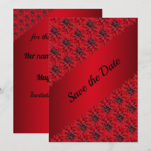 Blood red dahlias in gothic style save the date