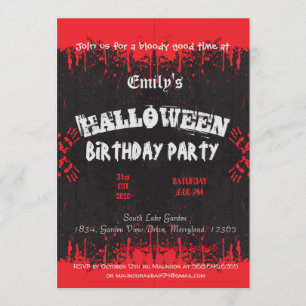 Blood Red dark vintage halloween spooky birthday Invitation