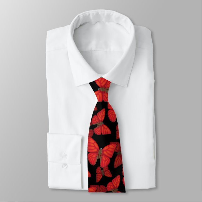 Blood Red Glider Butterfly Tie (Tied)