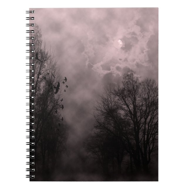 Blood Red Haunted Sky with Ravens Notebook (Front)
