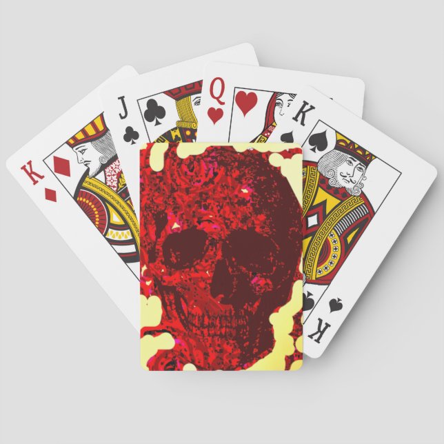 Blood Red Rose Skull Carved -  Playing Cards (Back)