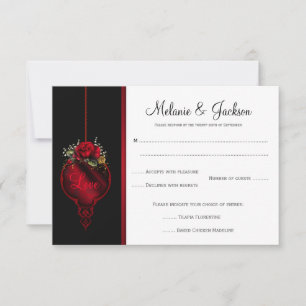 Blood Red Roses Wedding RSVP Card