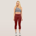 Blood Red Solid Blank Colour Capri Leggings<br><div class="desc">Black red modern abstract background.
Minimal,  luxurious,  royal colour that works well on variants occasions.
Great gift style for congratulations on social/ official occasions.
#6D0000</div>