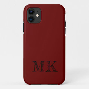 Blood Red Solid Colour   Minimal Initial  iPhone 11 Case