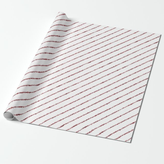 Blood Red Splatter Pinstripes Wrapping Paper (Unrolled)
