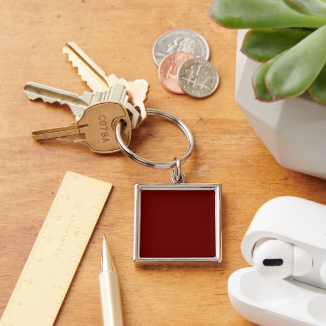 Blood Red Square Metal Keychain (Desk)