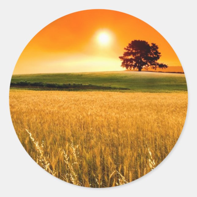 Blood-Red Sunset Classic Round Sticker (Front)