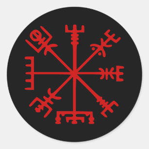 Blood Red Vegvísir (Viking Compass) Classic Round Sticker