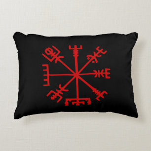 Blood Red Vegvísir (Viking Compass) Decorative Cushion