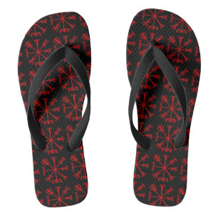Blood Red Vegvísir (Viking Compass) Flip Flops