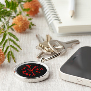 Blood Red Vegvísir (Viking Compass) Key Ring