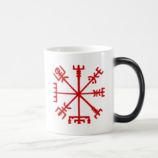 Blood Red Vegvísir (Viking Compass) Magic Mug (Right)