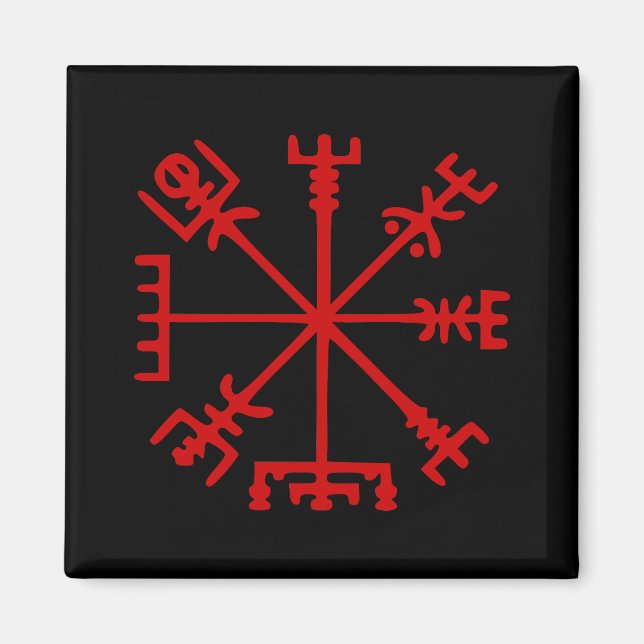 Blood Red Vegvísir (Viking Compass) Magnet (Front)