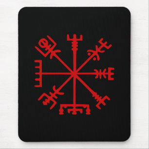 Blood Red Vegvísir (Viking Compass) Mouse Mat
