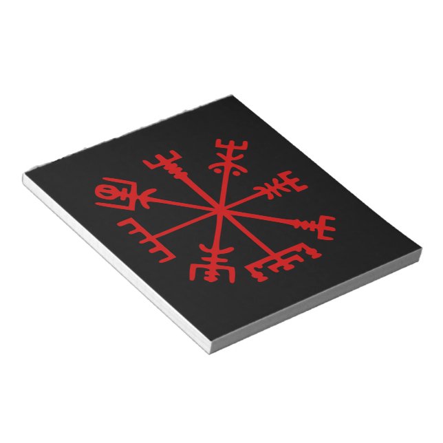 Blood Red Vegvísir (Viking Compass) Notepad (Angled)