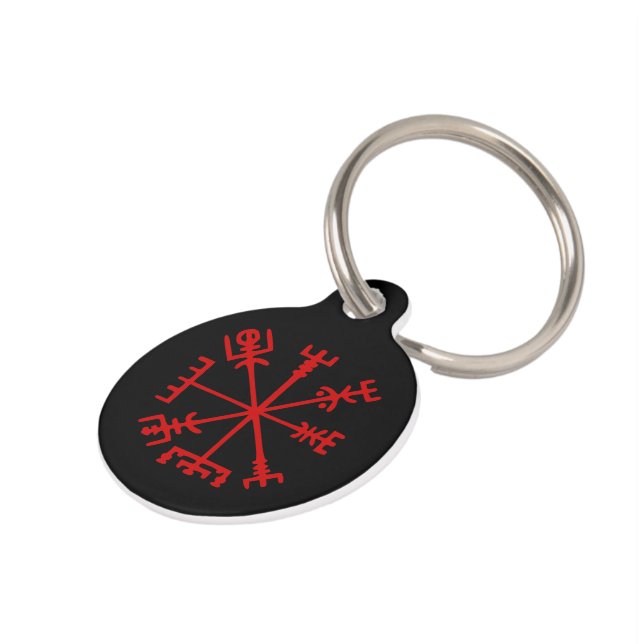 Blood Red Vegvísir (Viking Compass) Pet Tag (Side)