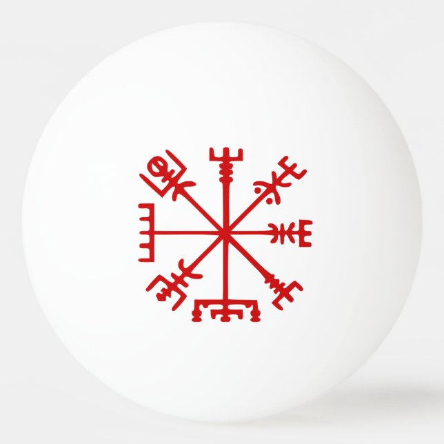 Blood Red Vegvísir (Viking Compass) Ping Pong Ball (Front)