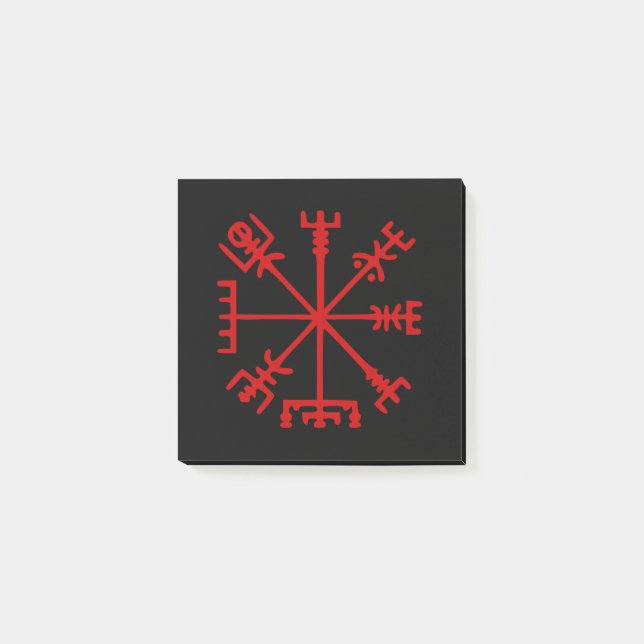 Blood Red Vegvísir (Viking Compass) Post-it Notes (Front)