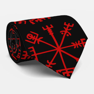 Blood Red Vegvísir (Viking Compass) Tie