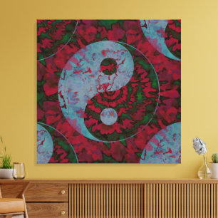Blood Red Yin Yang Symbol Art Canvas Print