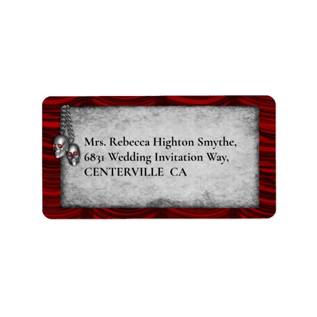 Blood Roses and Silk Red Gothic Wedding Label (Front)