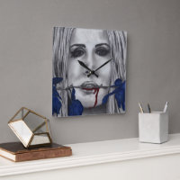 Blood Roses Blue Vampire Woman Portrait Goth Art