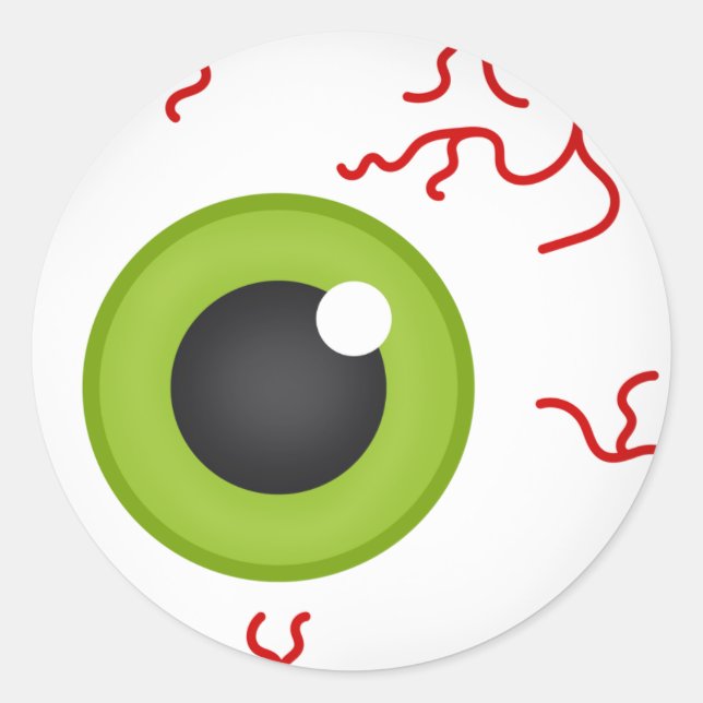 Blood shot Green Eyeball Offset Halloween Sticker (Front)