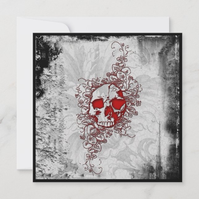 Blood Skull Goth Grunge Invitation (Front)