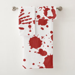 Blood Soaked Spatter Bloody Hand Print Halloween Bath Towel Set