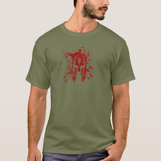 Blood Spartan Helmet American Spartan Molon Labe T-Shirt (Front)