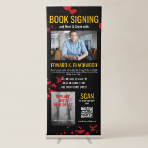 Blood Spatter Horror Book Signing Meet & Greet Retractable Banner