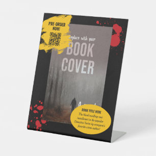 Blood Spatter Horror Crime Upcoming Book Pedestal Sign