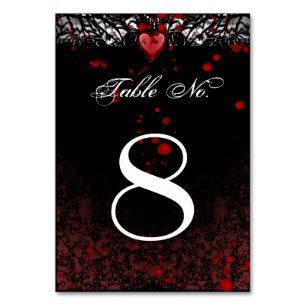 Blood Splatter Black & White Halloween Table No. Number