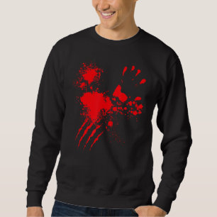 Blood Splatter Bloody Hand Real   Halloween Costum Sweatshirt
