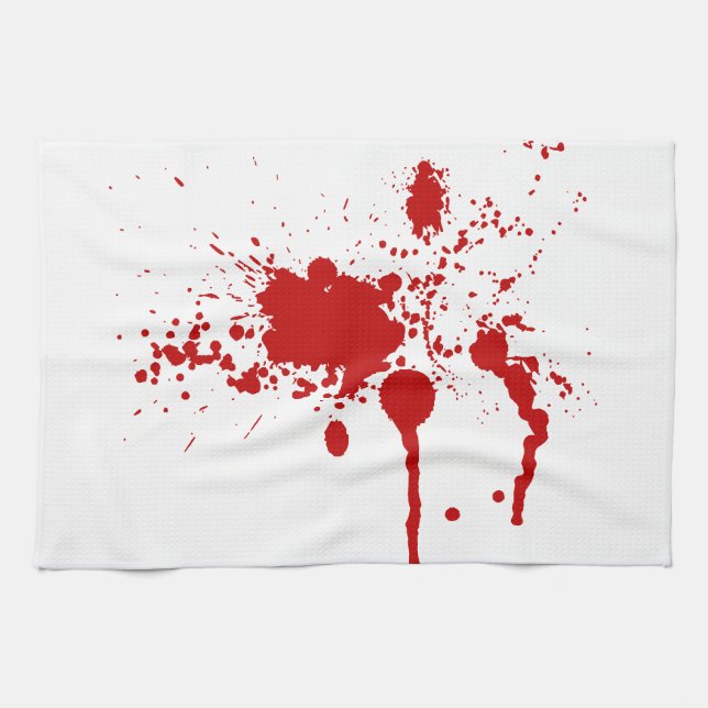 Blood Splatter Bloody Wound Bleeding Halloween Tea Towel (Horizontal)