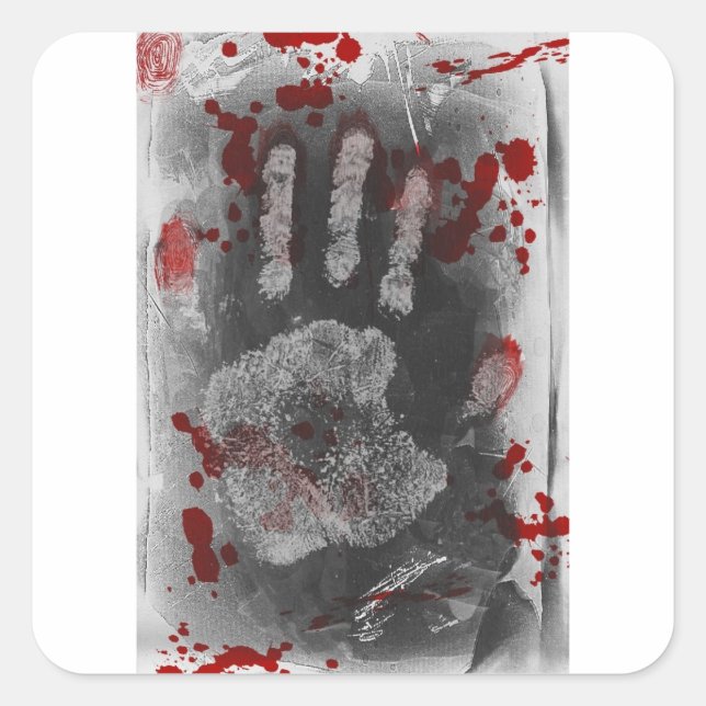 Blood Splatter Handprint Square Sticker (Front)