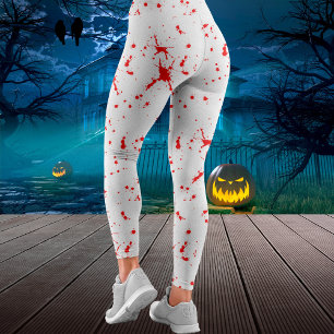 Blood Splatter Red & White Halloween Leggings