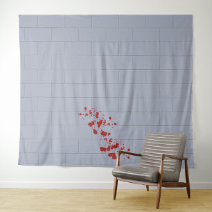 Blood Splattered  Block Wall Halloween Backdrop Tapestry