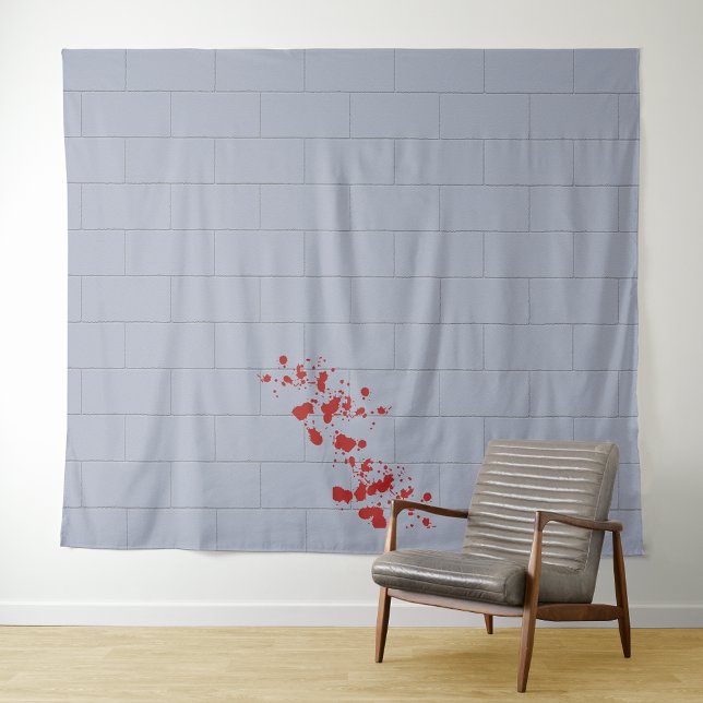 Blood Splattered  Block Wall Halloween Backdrop Tapestry (Creator Uploaded)