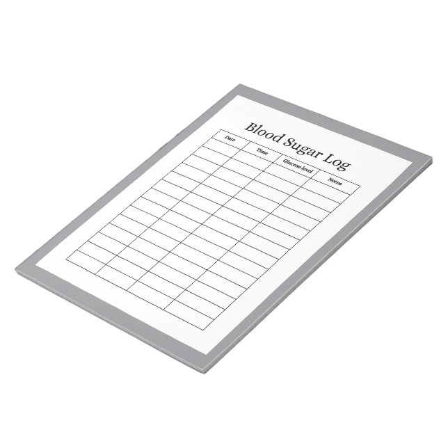 Blood Sugar Log Tracker Notepad (Angled)