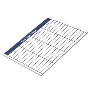 Blood Sugar Tracker Dark Blue and White Template Notepad