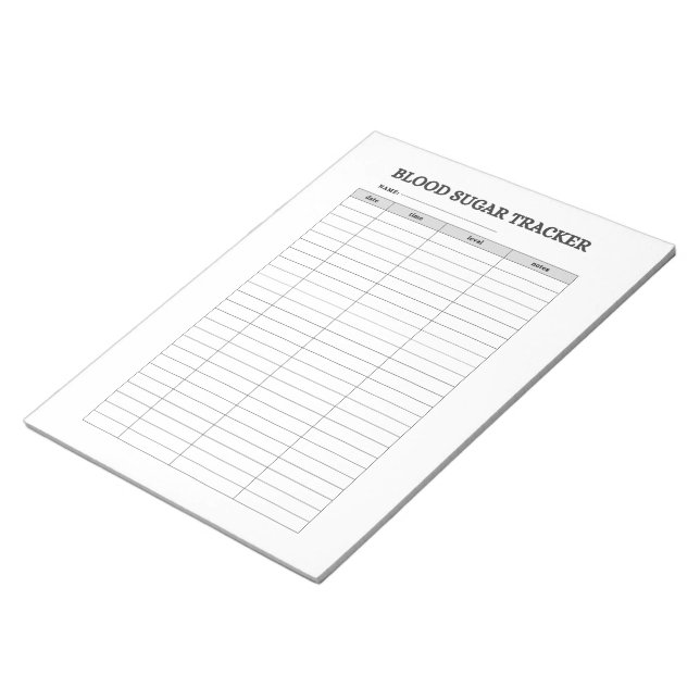 BLOOD SUGAR TRACKER NOTEPAD (Angled)