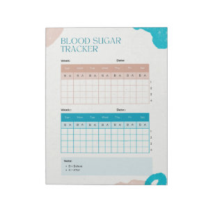 Blood Sugar Weekly Tracker   Notepad