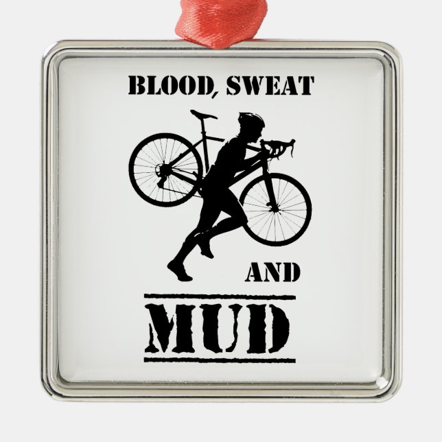Blood Sweat And Mud Cyclocross Metal Tree Decoration (Front)