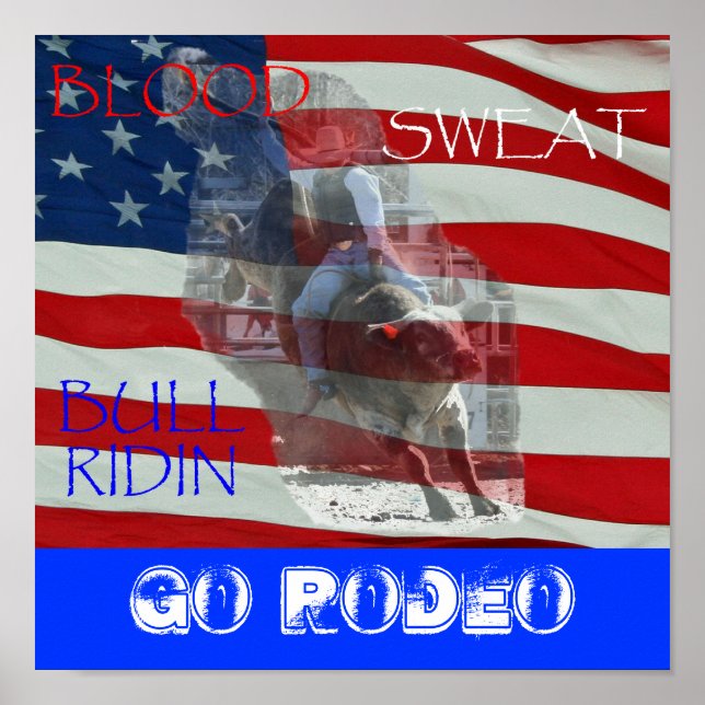 BLOOD SWEAT BULL RIDIN, Go Rodeo Poster (Front)
