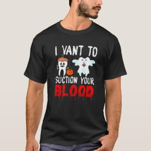 Blood Teeth Vampire Halloween Dental Profession De T-Shirt