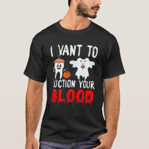 Blood Teeth Vampire Halloween Dental Profession De T-Shirt
