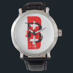 Blood Type B  Watch<br><div class="desc">Customisable watch with double lettering in red and black: B . "Blood group B individuals have the B antigen on their surface of their RBCs, and blood serum containing IgM antibodies against the A antigen. Therefore, a group B individual can receive blood only from individuals of groups B or O...</div>
